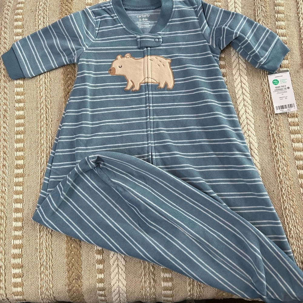 Carter's Blue and White Sleep Sacks Cozy Stripes